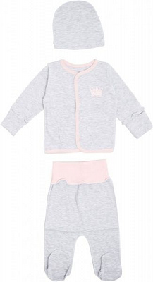 Комплект детской одежды Фламинго ясельный серый с розовым р.62 473-1004 