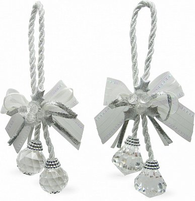 Подвеска пластиковая бант с кристаллами 18,5 см белый EPI-P1706044