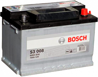 Акумулятор автомобільний Bosch S3 008 70А 12 B «+» праворуч