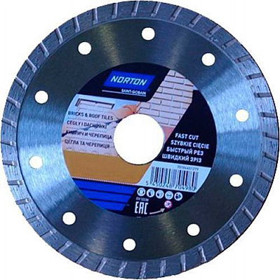 Диск алмазний відрізний Norton BRICKS & TILES турбо 125x2,2x22,2 бетон 70184601279