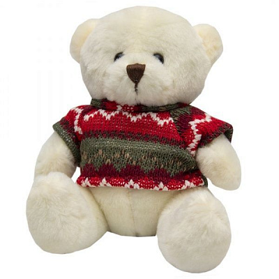 Мягкая игрушка Девилон Медвежонок в свитере белый 15 см 395018