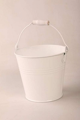 Кашпо декоративное Flor с деревянной ручкой круглый 2л белый 