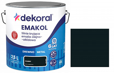 Эмаль алкидная алкидная Dekoral Эмаколь глянец RAL 9005 черный 2,5л