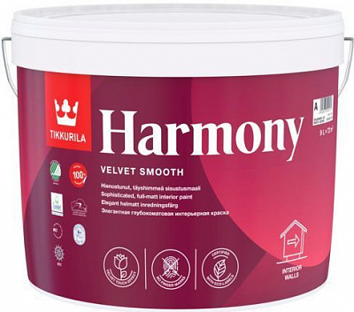 Краска акрилатная водоэмульсионная TIKKURILA Harmony база А глубокий мат белый 12,6кг