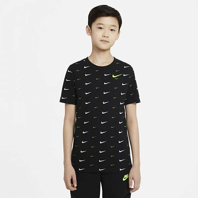 Футболка Nike B NSW TEE SWOOSH AOP DC7530-010 M черный