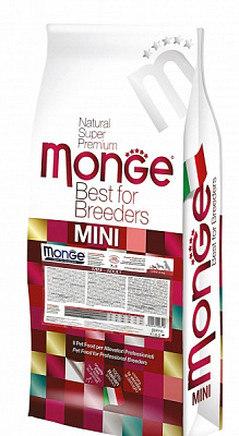 Корм сухой для взрослых собак с нормальной физической активностью для малых пород Monge Mini Adult курица и рис 15 кг