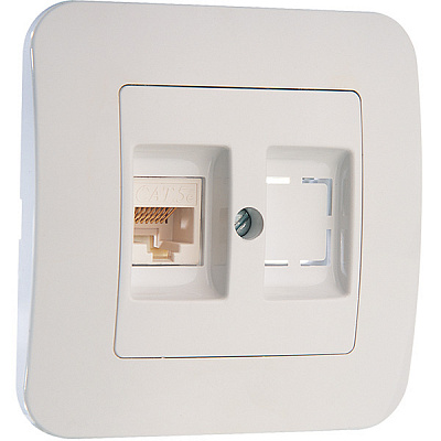 Розетка компьютерная Makel Lillium Natural PC, RG-45, САТ 5e + гнездо белый 55035