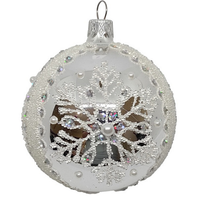 Шар новогодний 80 мм серебряный 10136
