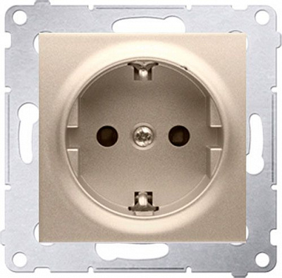 Розетка с заземлением Simon Premium без шторок золотистый DGSZ1Z.01/44