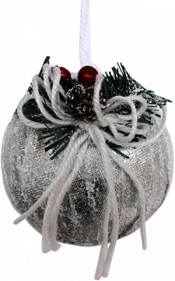 Куля новорічна з горобиною 10 см SDA105710S срібло