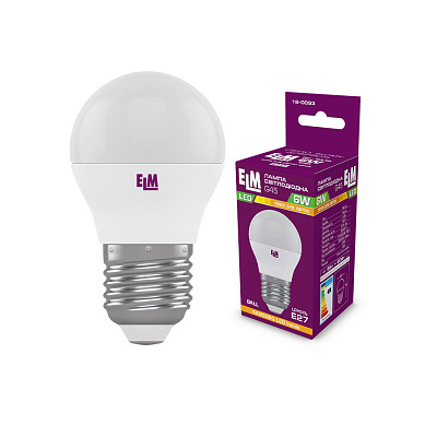 Лампа світлодіодна ELM 6 Вт G45 матова E27 220 В 3000 К 18-0093.