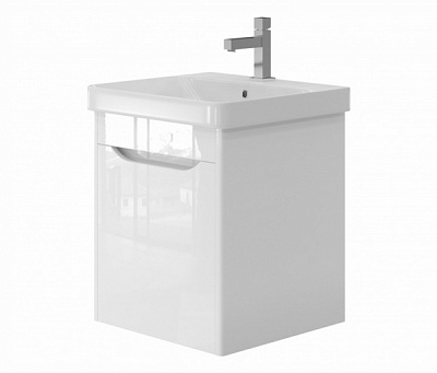 Тумба подвесная ЮВЕНТА Livorno-50 белый с умывальником Luxury-50(одна дверца)