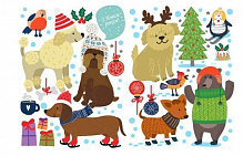 Декоративная наклейка Design stickers Новогодние щенята 59,4х42 см