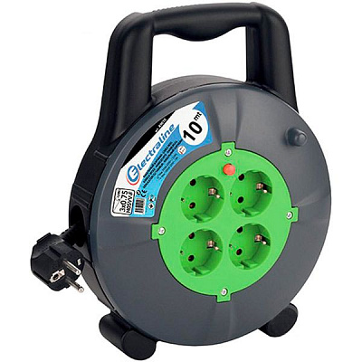 Подовжувач на котушці Electraline із заземленням 4 гн. чорний 10 м 49003