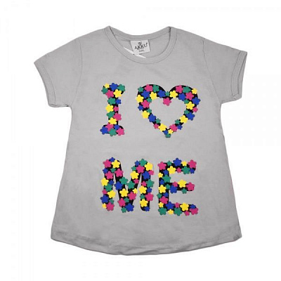 Футболка для девочек AKKU цветочки р.128 серый 