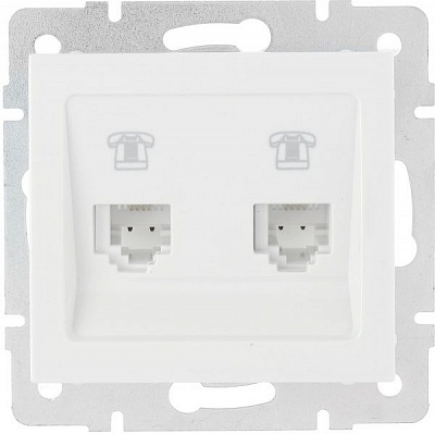 Розетка телефонна подвійна Lezard Rain білий 703-0288-138