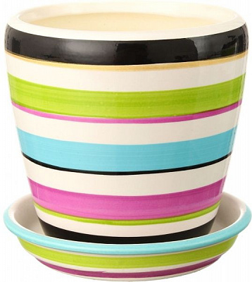 Горшок Ориана-Запорожкерамика Грация №4 полоса цветная круглый 1,2л разноцветный (056-4-079) 