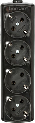 Колодка Borsan с заземлением 4 гн. черный BR.1554-0