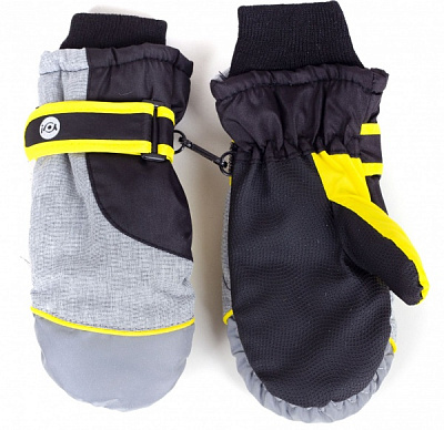 Варежки YO! лыжные детские р.14 серо-желтый 