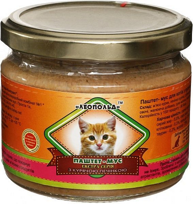 Корм Леопольд Паштет-мусс с куриной печенью 300 г