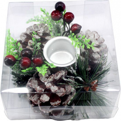 Декорация новогодняя Подсвечник на 1 свечу 10 см W01-004/52 