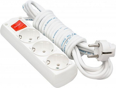 Подовжувач Borsan із вимикачем із заземленням 3 гн. білий 5 м BR.1563-5