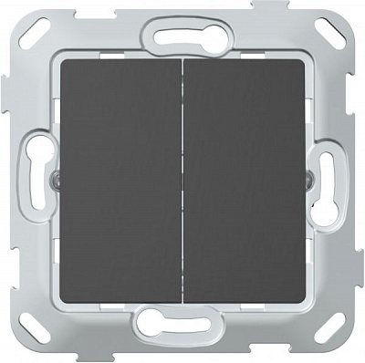 Перемикач прохідний двоклавішний Plank Electrotechnic Classic/Nordic без підсвітки 10 А 250В антрацит PLK0221241