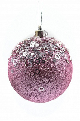 Шар новогодний Конфетти 100 мм розовый 8418