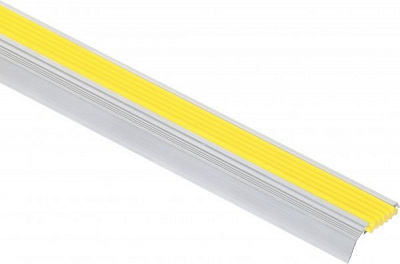 Поріжок алюмінієвий 7-А ЦР Лугалпроф профільований антиковзка вставка 48х18x900 мм жовтий