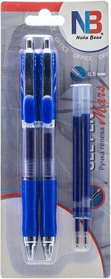 Набор ручек гелевых Nota Bene MARS 2 шт. с запасными стержнями синие 0,5 мм 