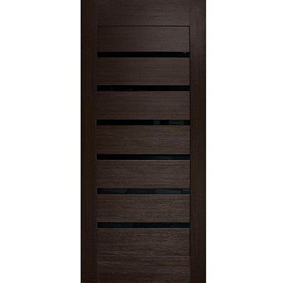 Дверное полотно ОМиС Лагуна с черным стеклом ПГО 800 мм венге