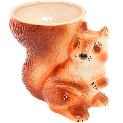 Кашпо керамическое Белка фигурный 4,5л оранжевый 