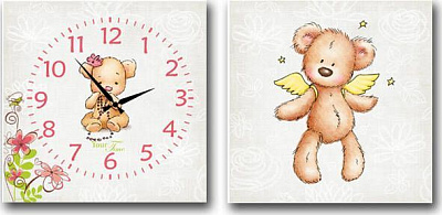 Часы настенные детские на холсте Мишка 28x28 см 06-110