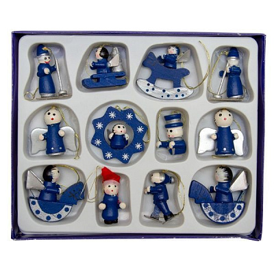 Набор деревянных фигурок Девилон 12 шт .синие