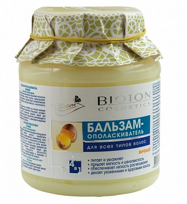 Бальзам-ополіскувач Bioton яєчний для всіх типів волосся 500 мл