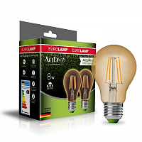 Лампа светодиодная Eurolamp 8 Вт A60 желтая E27 4000 К MLP-LED-A60-08274(Amber)new 