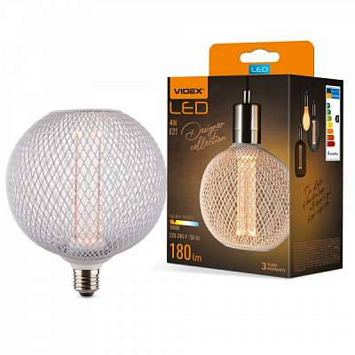 Лампа светодиодная Videx FIL VL-DWMC125150 G125 4 Вт E27 1800 К 220 В прозрачная 27614 