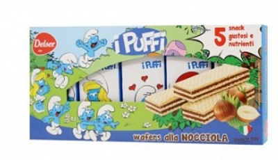 Вафли DELSER с ореховым кремом и Puffi 225 г 