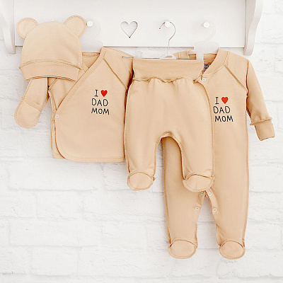 Комплект для новорожденных Blanka Люблю папу маму бежевый р.50-56 110911