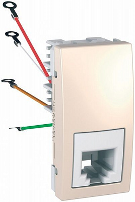 Розетка телефонная Schneider Electric Unica узкая кремовый MGU3.490.25