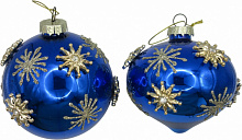 Іграшка на ялинку YANCHENG BUYU куля/дзиґа скляна зірка d8 см синій