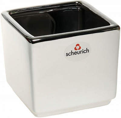 Кашпо керамическое Scheurich Mirror Cube silver квадратный 1,3л серебристый 