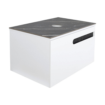 Тумба под умывальник Aqua Rodos OSTIN белый мат со столешницей керамогранит Namibia Black 70 см