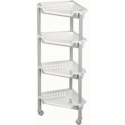 Етажерка пластикова Plast Team кутова на колесах 4 яруси 937x260x385 мм