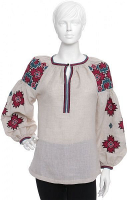 Вышиванка Эдельвика р. 40 белый с красным 267-16/08 