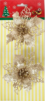 Набір новорічних декорацій Shunda Квітка пуансетія 12 см 2 шт.