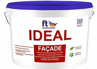 Краска латексная FT Professional для фасадов и интерьера IDEAL FACADE Base С мат база под тонировку 0,9л 