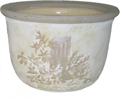 Горщик керамічний з піддоном (2734ср) круглий 6 л бежевий