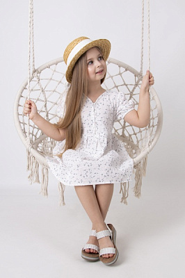 Платье Mevis р.134 белый с рисунком 