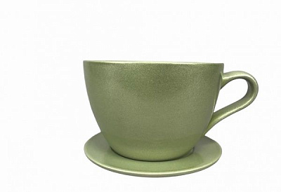 Горщик керамічний Чашка з підставкою круглий 1 л фісташка